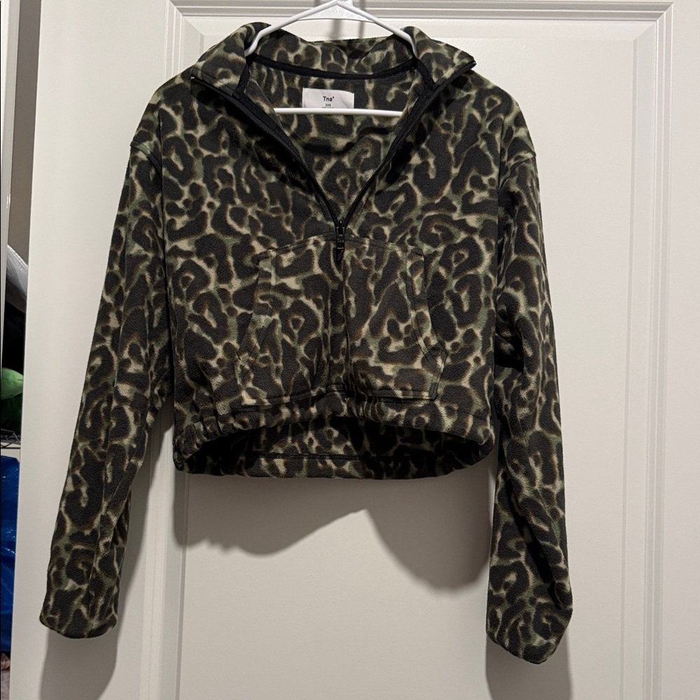 Aritzia TNA Leopard Print Fleece Pullover